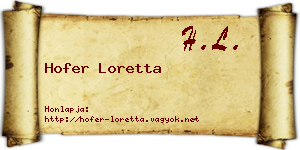 Hofer Loretta névjegykártya
